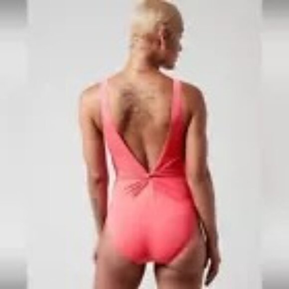 NWOT Athleta Women's Coral Pink Hampton One-Piece Swimsuit Size L 202 - Picture 2 of 13